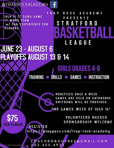 Trap Rock Academy Girls Summer Basketball League