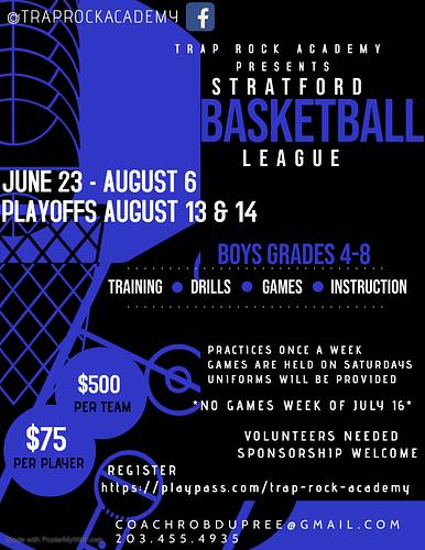 Trap Rock Academy Boys Summer Basketball League