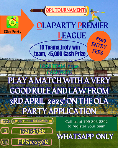 OLA PARTY PRIMER LEAGUE CRICKET TOURNAMENT