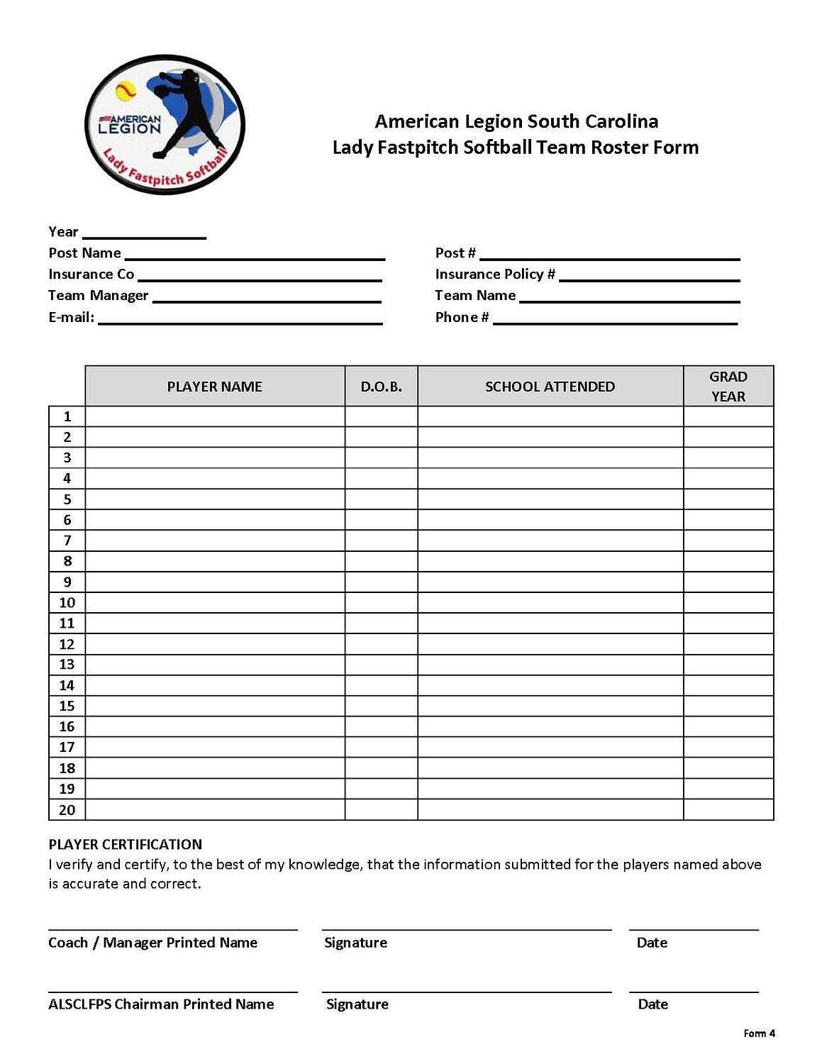 Team Player Roster - (Form 4)